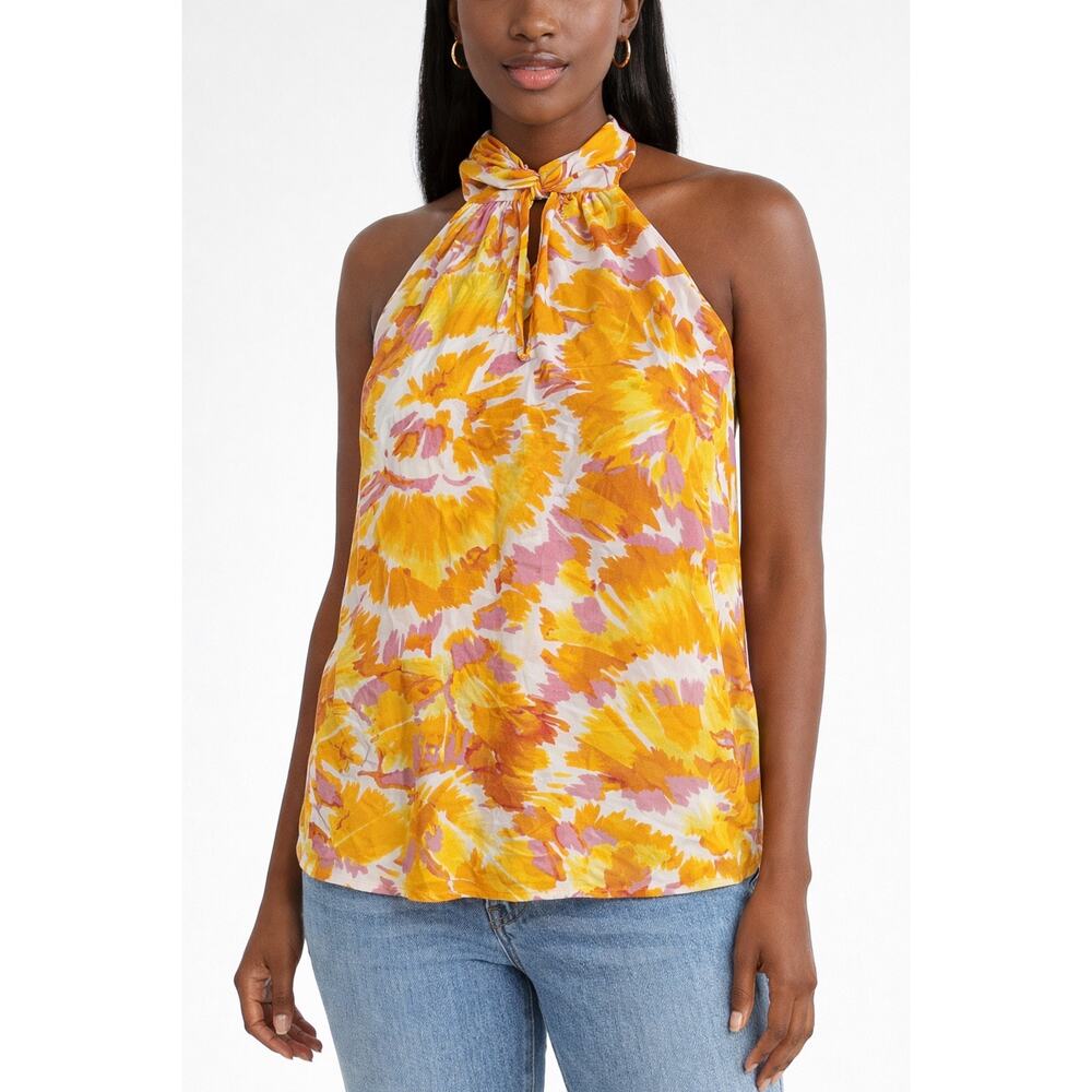 NWT DR2 Women’s Tie-Dye Halter Neck Blouse Yellow Pink White Size S - Picture 7 of 11
